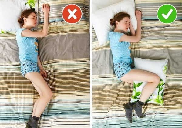 người bị thoát vị đĩa đệm nên nằm nghiêng co gối